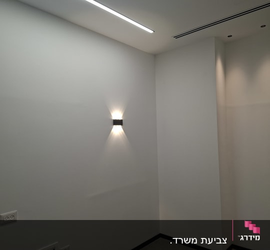 קיר עם תאורה ושקעי חשמל
